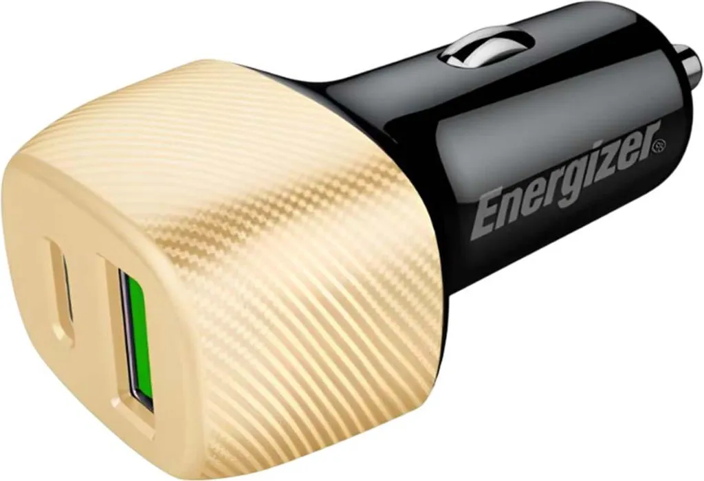 Energizer Ultimate 38W: Caricabatterie Auto Rapido USB-C e USB-A Oro