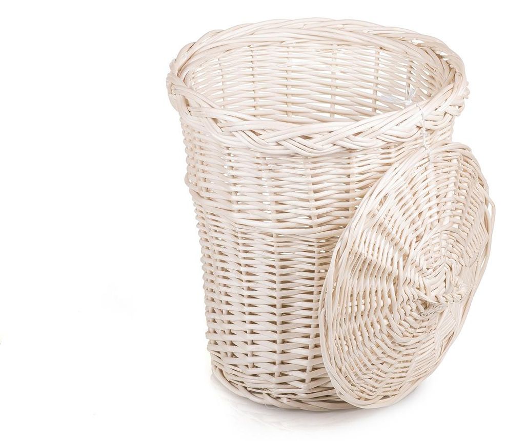 JIPRO Papierkorb aus Weide gebleicht Limpar IV. - Weidenkorb - Ø 30 x H 33(cm)
