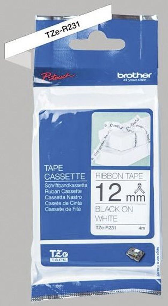 Brother TZE-R231, Czarny na białym, TZe, Czarny, Zdjęcie produktu 