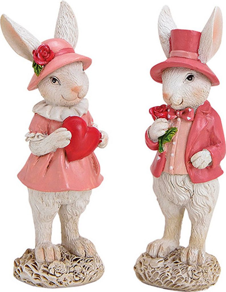 Wurm - Hase Mann und Frau 2er-Set (=2 Stück) aus Poly Weiß Rot (B/H/T) 4x10x3cm