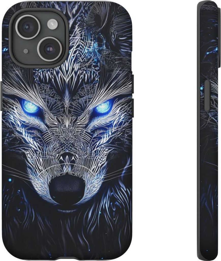 Majestätischer Wolf mit leuchtenden Augen – Handyhülle Kompatibel mit iPhone 15