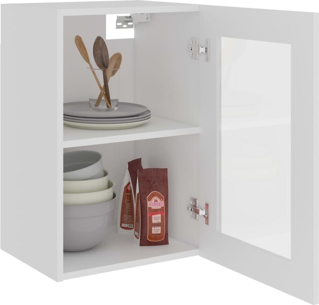 vidaXL Wisząca szklana szafka biała 40x31x60 cm materiał Zdjęcie produktu 3