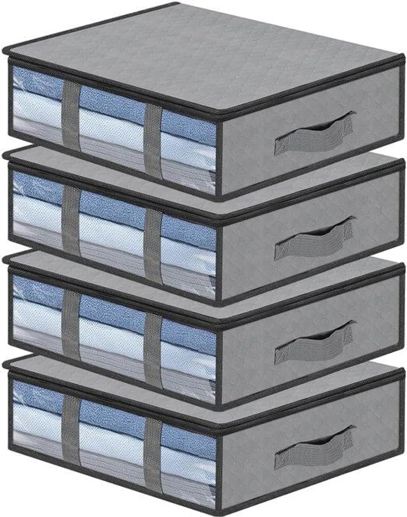 Coffre de rangement sous le lit 60x45x15 cm en tissu respirant gris