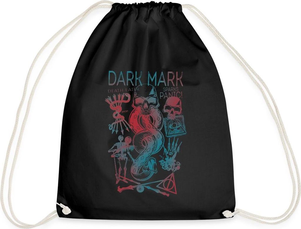Spreadshirt Harry Potter Dunkles Mal & Horkruxe Design Turnbeutel, One size, Schwarz