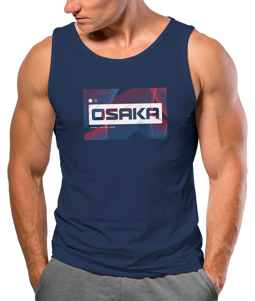 Herren Tank-Top Japan Osaka Asian style Teachwear Fashion Streetstyle Muskelshirt Neverless navy M