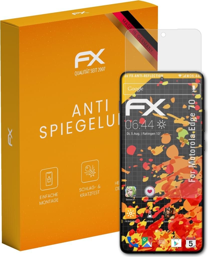 atFoliX FX-Antireflex 3x Schutzfolie kompatibel mit Motorola Edge 70 Displayfolie