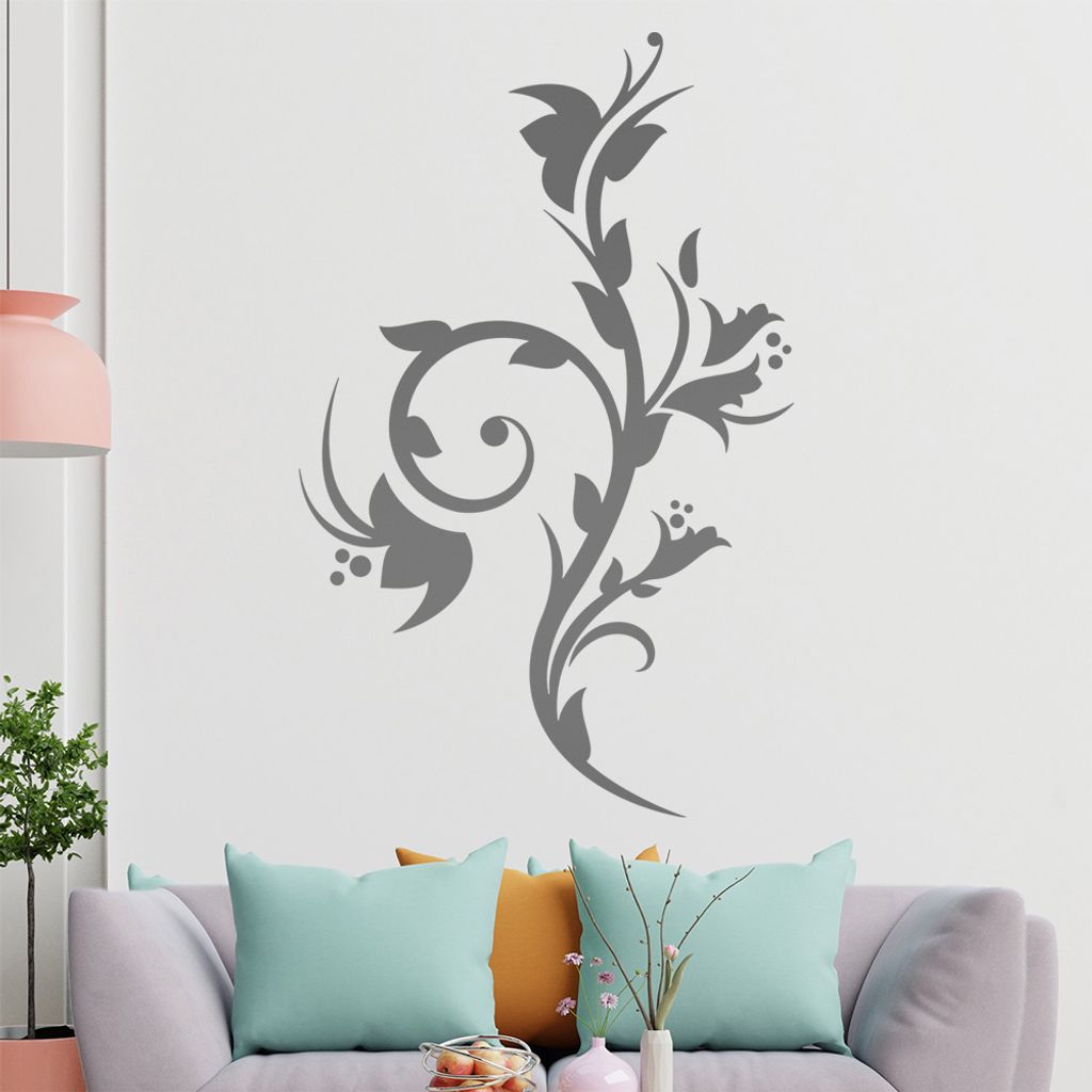Schöne Blüten Ranke Wandtattoo in 6 Größen - Wandaufkleber Wall Sticker - Dekoration, Küche, Wohnzimmer, Schlafzimmer, Badezimmer