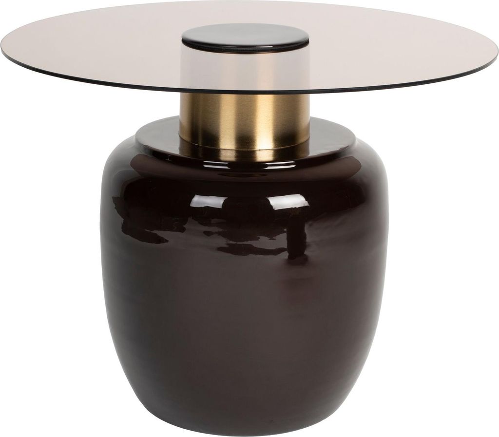 Housecraft Living a Beistelltisch 59x59 cm Glas/ Metall Beige/ Schwarz