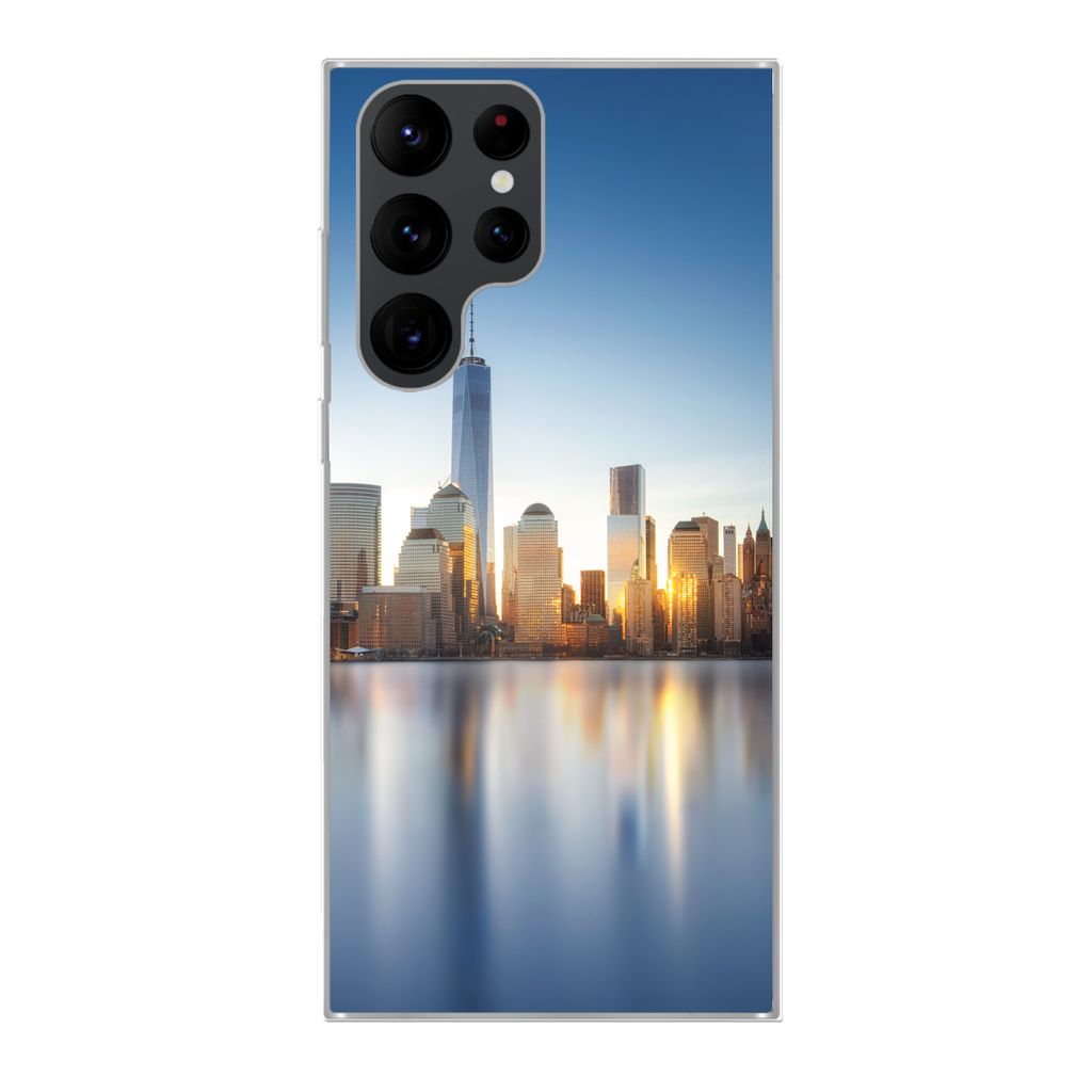 MuchoWow Handyhülle Schutzhülle Hülle für Samsung Galaxy S22 Ultra New York - Skyline - Spiegelung Silikon Softcase Handy Hülle - Abbildung