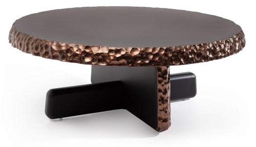 Stilvoller Couchtisch Designer Dunkelbrauner Wohnzimmer Rundtisch Neu