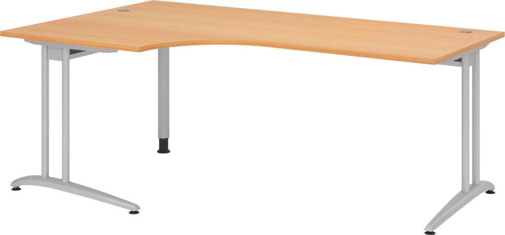 bümö Schreibtisch Serie-B - Nachbildung: Buche, Größe: Eckschreibtisch 200 x 120 cm