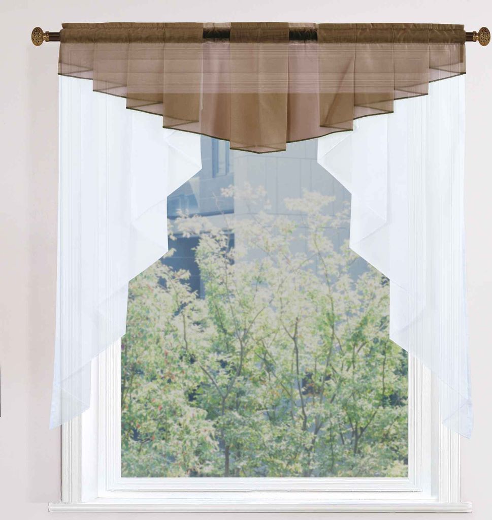 Scheibengardine HxB 100x100 cm Taupe »MEIßEN« M-Bogen Kurzgardine Tunneldurchzug Universalband, 2023700