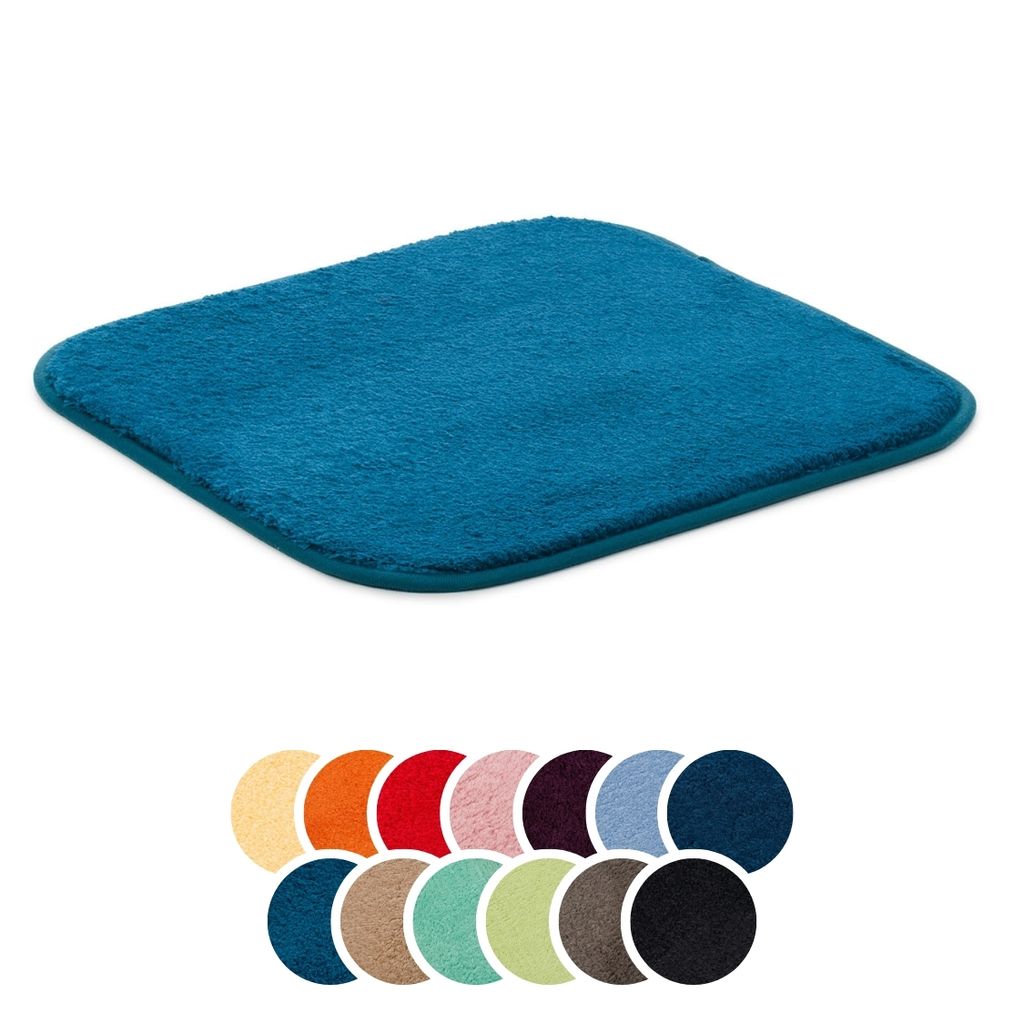 liebling Badteppich, 100% Polyester, mit Anti-Rutsch Beschichtung, saugstark, Serie Santos, 50 x 45 cm, 1500 g/m², bei 30 Grad waschbar, petrol