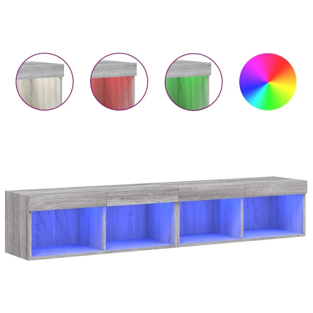 Meubles TV LED 2 pcs Sonoma Gris 80x30x30 cm - Ensemble Design Salon