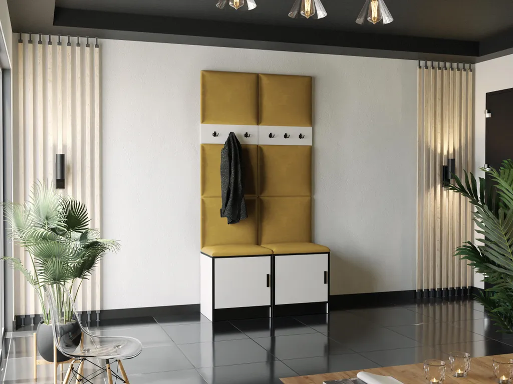 Armoire étroite pour petits espaces blanc et jaune 106,4x205x39 cm