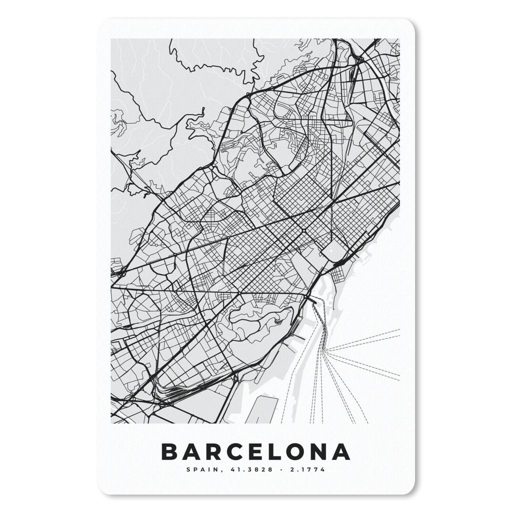 MuchoWow Mauspad Mousepad Barcelona - Stadtplan - Karte - Schwarz und weiß 18x27 cm - Mousepads - Maus Mat - Pad - Mausunterlage