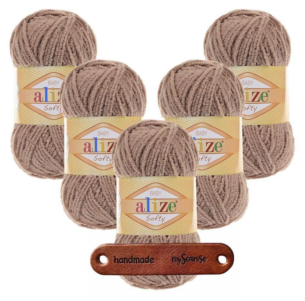 5 x ALIZE Softy 617 Milky Brown mit Label Produktbild 