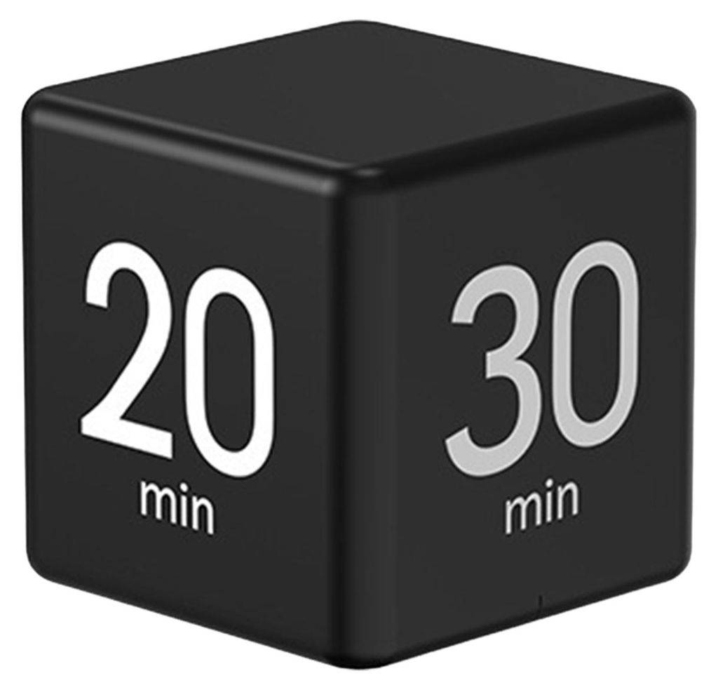 Rotierender Pomodoro-Timer, 1–60 Minuten, voreingestellte LED-Anzeige, einstellbare Lautstärke, Würfel-Timer für Arbeit, Studium, Küche, trag...