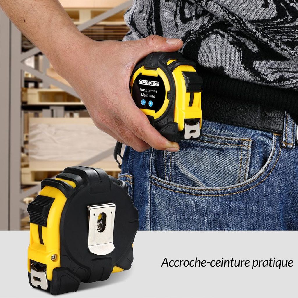 Monzana Mètre ruban en acier avec enrouleur automatique 5m Image du produit 