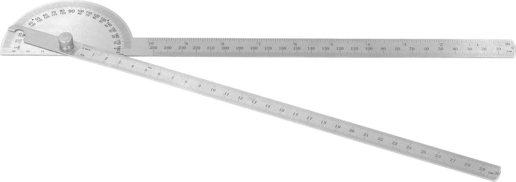 Winkelmesser 0šC180 Grad, 2-armig, Edelstahl, Holzbearbeitungslineal, Messwerkzeug, 250 mm