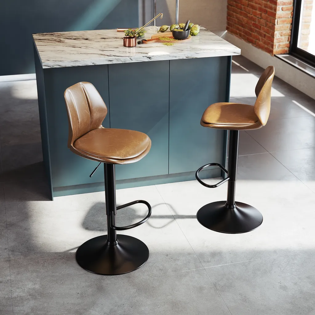 Tabourets Bar Confortables Réglables, Pivotants, Support 120kg - 2