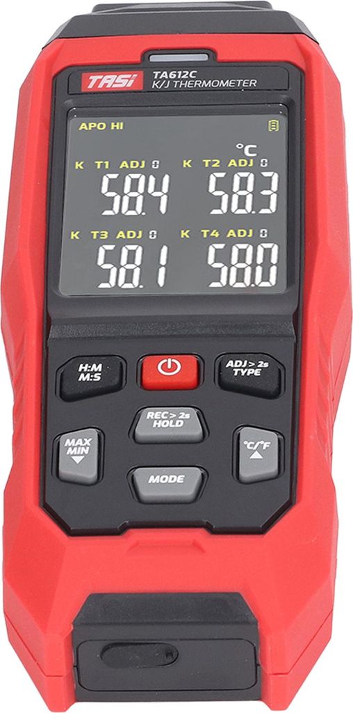 Thermoelement-Thermometer Typ K 4-Kanal-genaue Messung Digital-Kontakt-Thermometer Rot