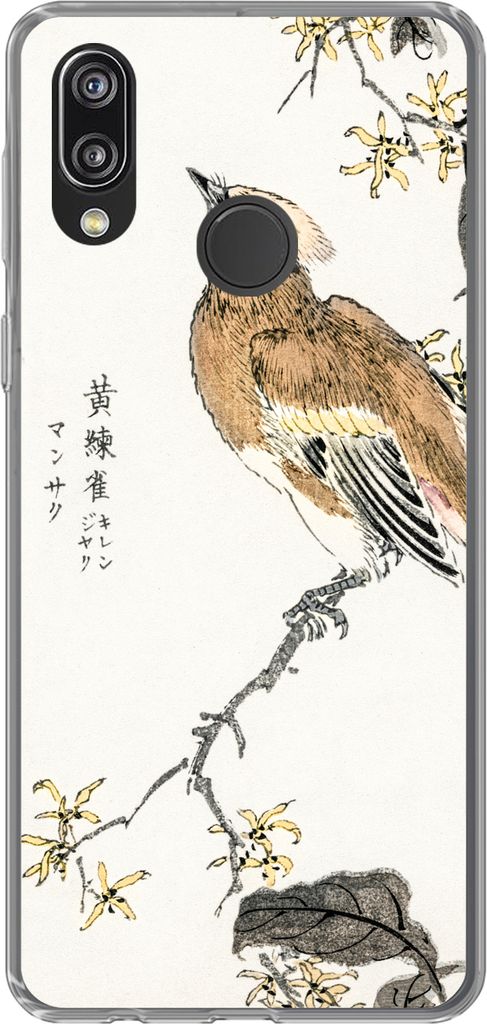 MuchoWow Handyhülle Schutzhülle Hülle für Telefoonhoesje Huawei P20 Lite (2020) Vintage - Vogel - Japanisch - Schriftzeichen Silikon Softcase...