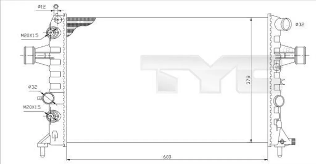 Radiateur moteur TYC 725-0006 pour Astra G et Zafira A - OE 09119482
