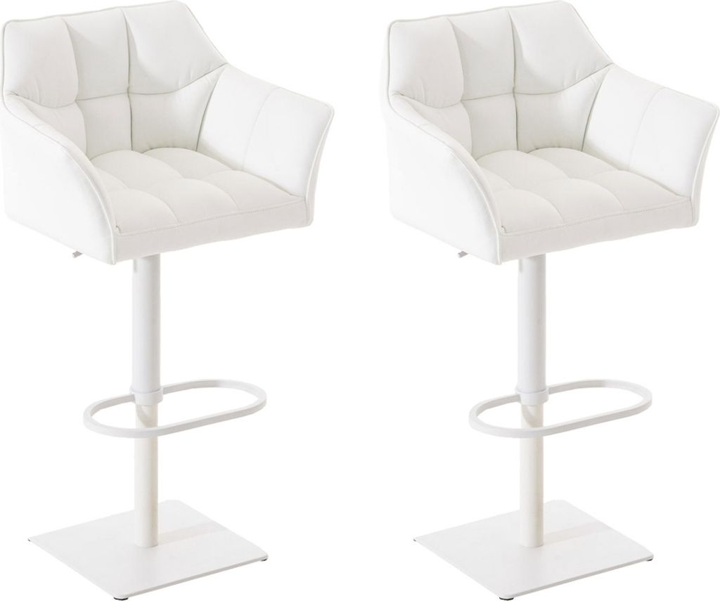 2er Set Barhocker HLO-CP1 Kunstleder weiß weiß