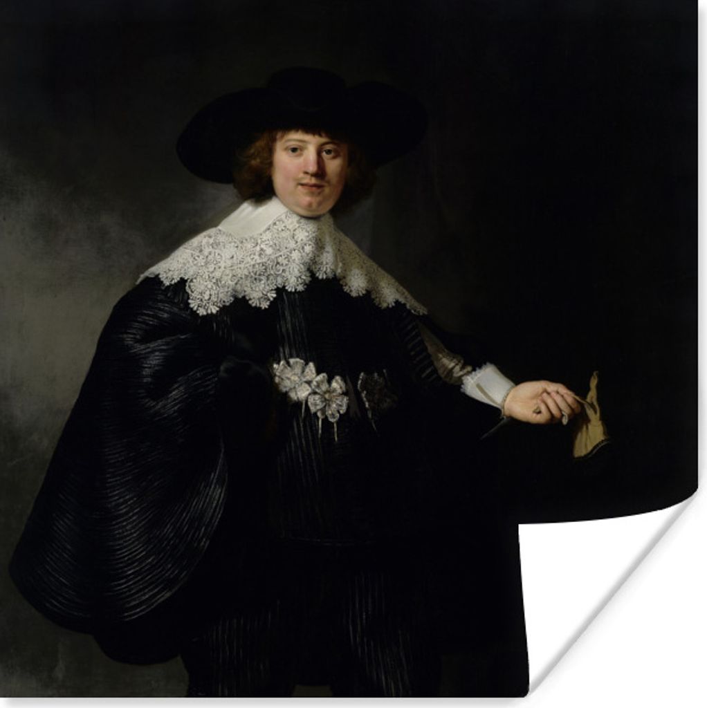 MuchoWow Poster Das Hochzeitsbildnis von Marten Soolmans - Rembrandt van Rijn 30x30 cm - Wandposter - Printing