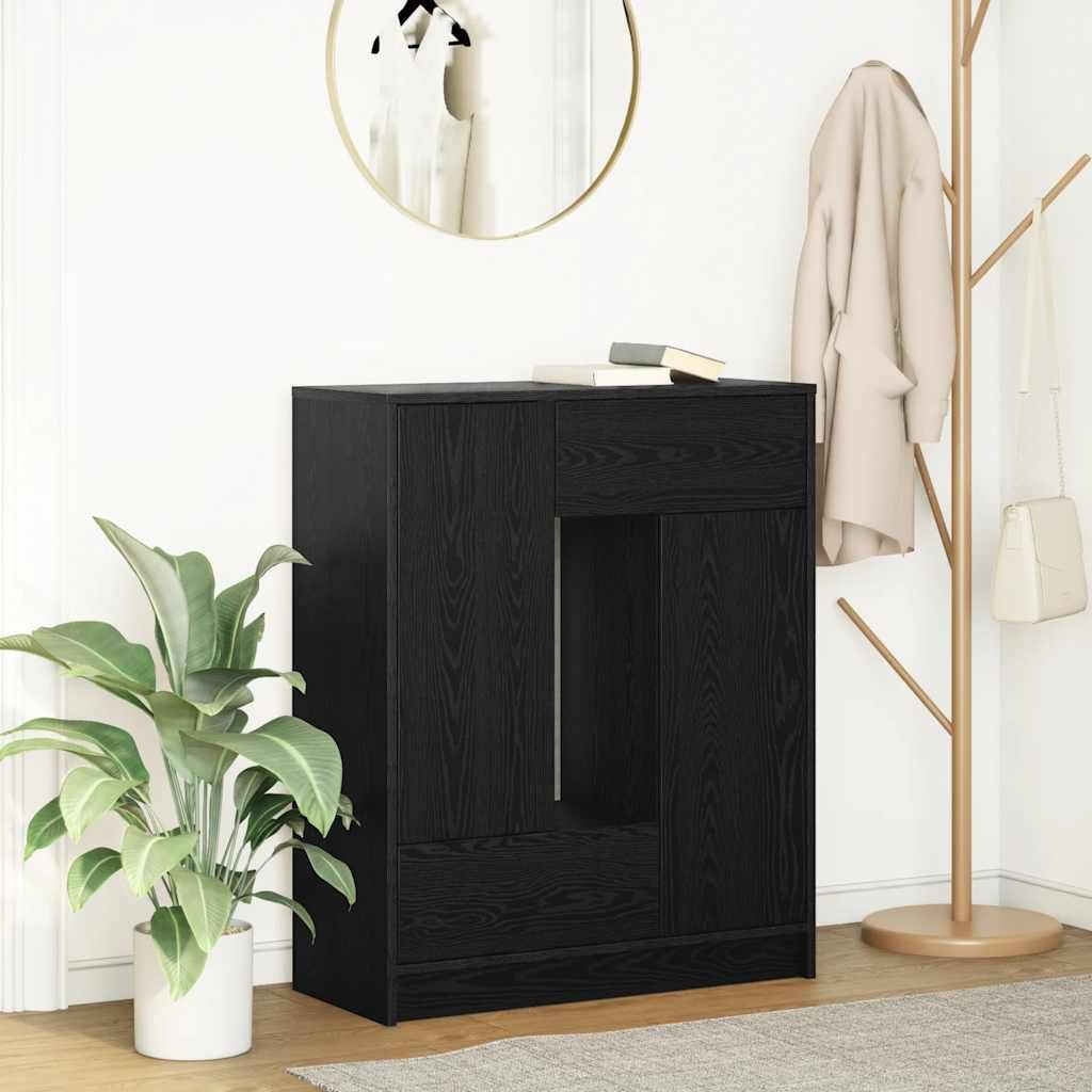 Sideboard mit Schubladen Türen Schwarz Eichen-Optik 73x31x90 cm, Kommoden DesignMöbel