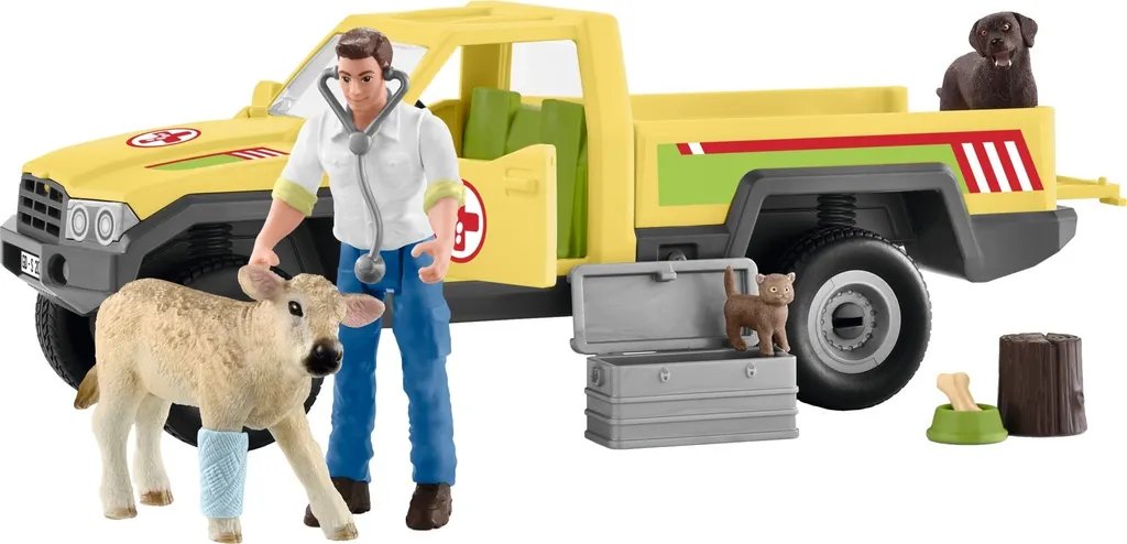 Schleich 42503 FW Visite vétérinaire à la ferme avec figurine et animaux