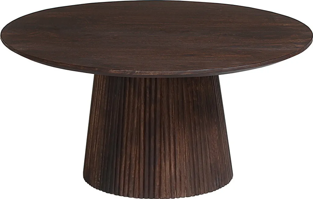 Grande Table Basse 80 cm Ryker Marron Foncé Aspect Bois de Caractère