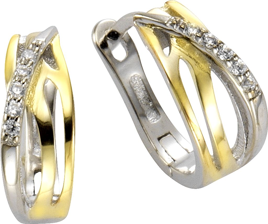 F Creolen 925/- Sterling Silber 1,45cm mehrfarbig Zirkonia weiß 025210008-1
