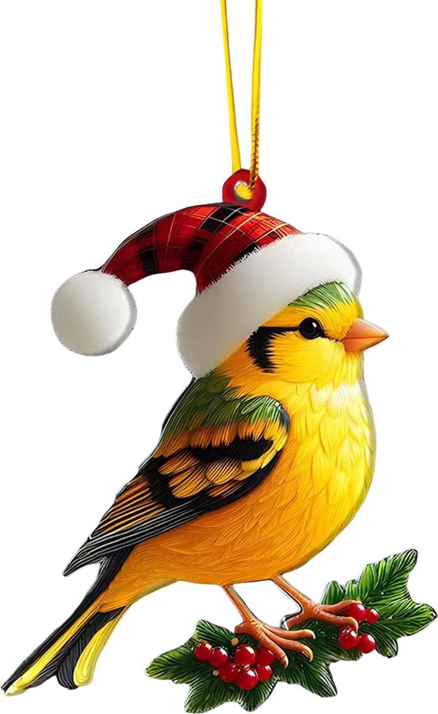 2D-Acryl-Weihnachtsornament, niedlicher flacher Eisbär/Oktopus/Papagei, Tieranhänger für den Auto-Rückspiegel, Auto-Innenausstattung für Fenst...