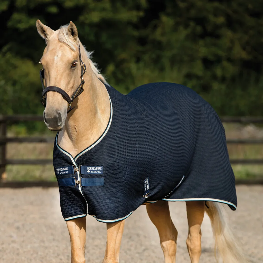Horseware Rambo Techni Waffle Cooler Marine Beige - Séchage Cheval