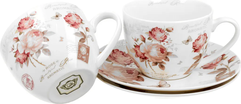 Tazze da Tè DUO in Porcellana 270ml - Set Regalo Floreale per la Casa - 8