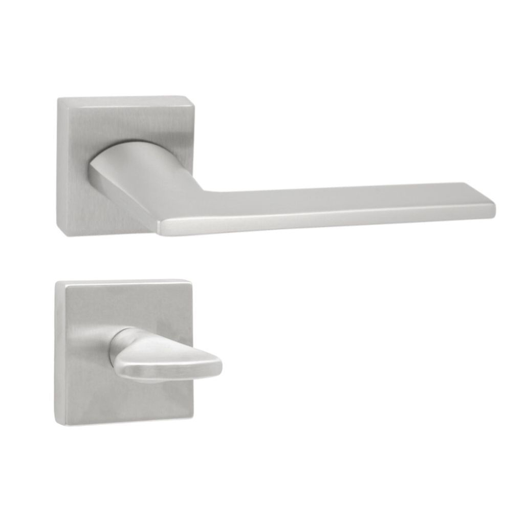 DOMINO Türgriff Drückergarnitur WC - Badezimmer Set | quadratische Rosette | für Badezimmertüren | Set WC - Rosetten-Garnitur | Türbeschläge ...