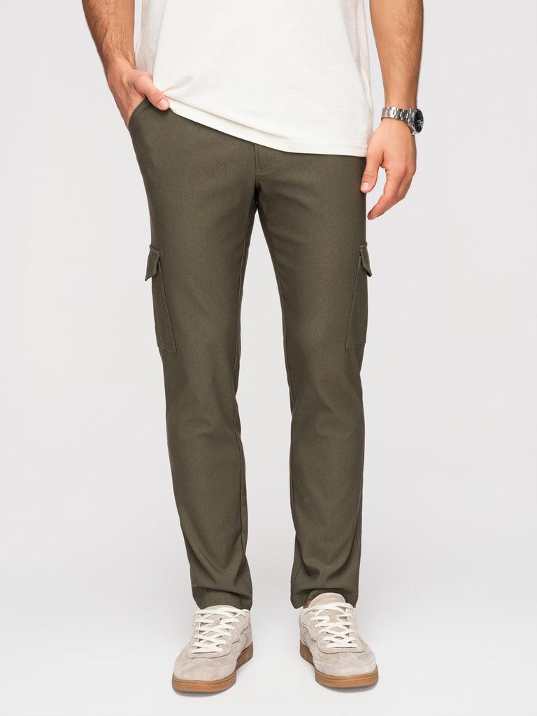 OMBRE Herren Hose Regular Fit Cargohose mit Stretchanteil P1515 dark olive S