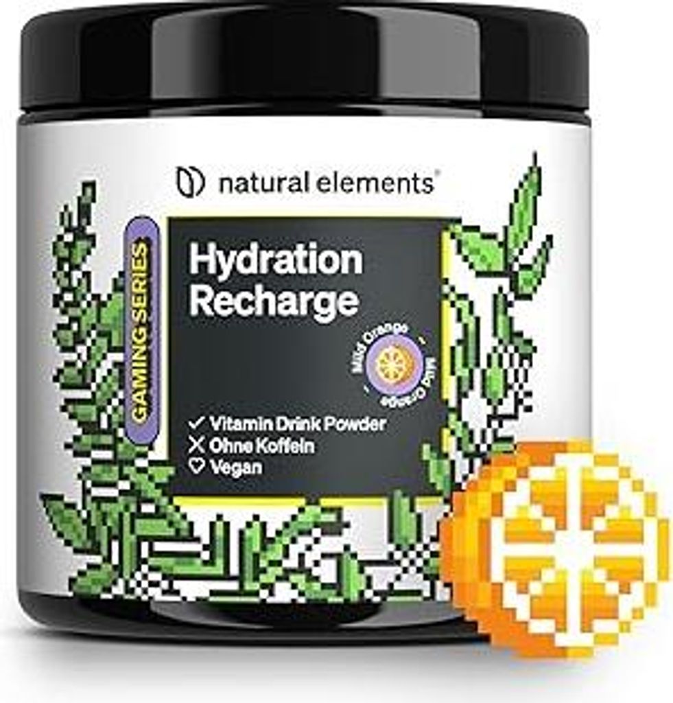 natural elements Hydration Recharge Mild Orange – der Drink für Gamer – Elektrolyte Pulver & Vitamine – ohne Zucker, mit Stevia gesüßt –...