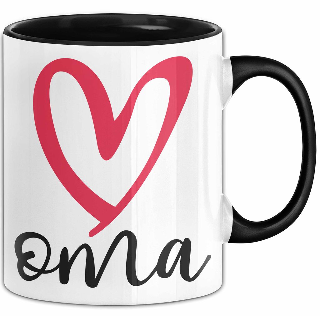 Oma Herz Tasse Geschenk Muttertag Liebevolle Spruchidee (Schwarz)