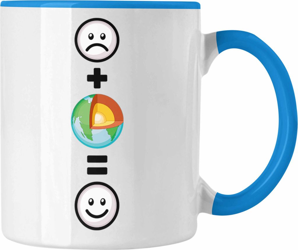 Trendation - Geologe Tasse Geschenk für Geologen Lustige Geschenkidee :( + Geologie = :) Geburtstag (Blau)