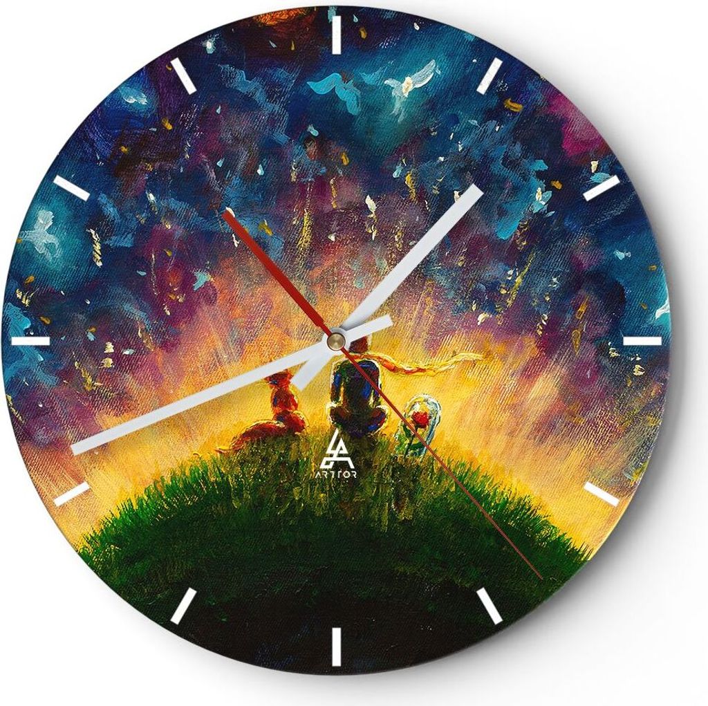 Wanduhr - Rund - Glasuhr - Mann Natur - 30x30cm - Schleichendes Uhrwerk - Lautlos - zum Aufhängen bereit - Dekoration Modern - Wanddekoration aus ...