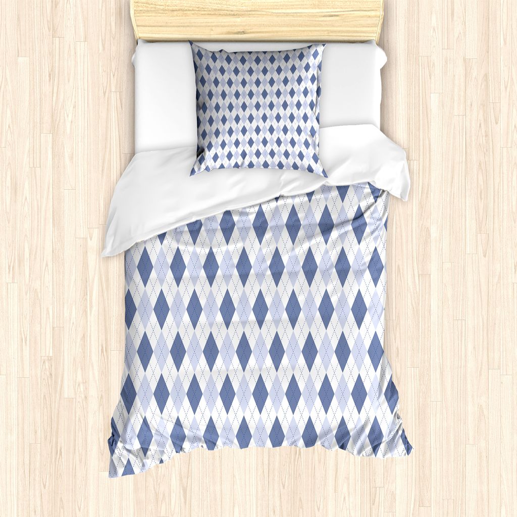 ABAKUHAUS Argyle Bettbezug Set für Einzelbetten, Diagonal Rhombus Borders, Milbensicher Allergiker geeignet mit Kissenbezug, 135 cm x 200 cm - 80 ...