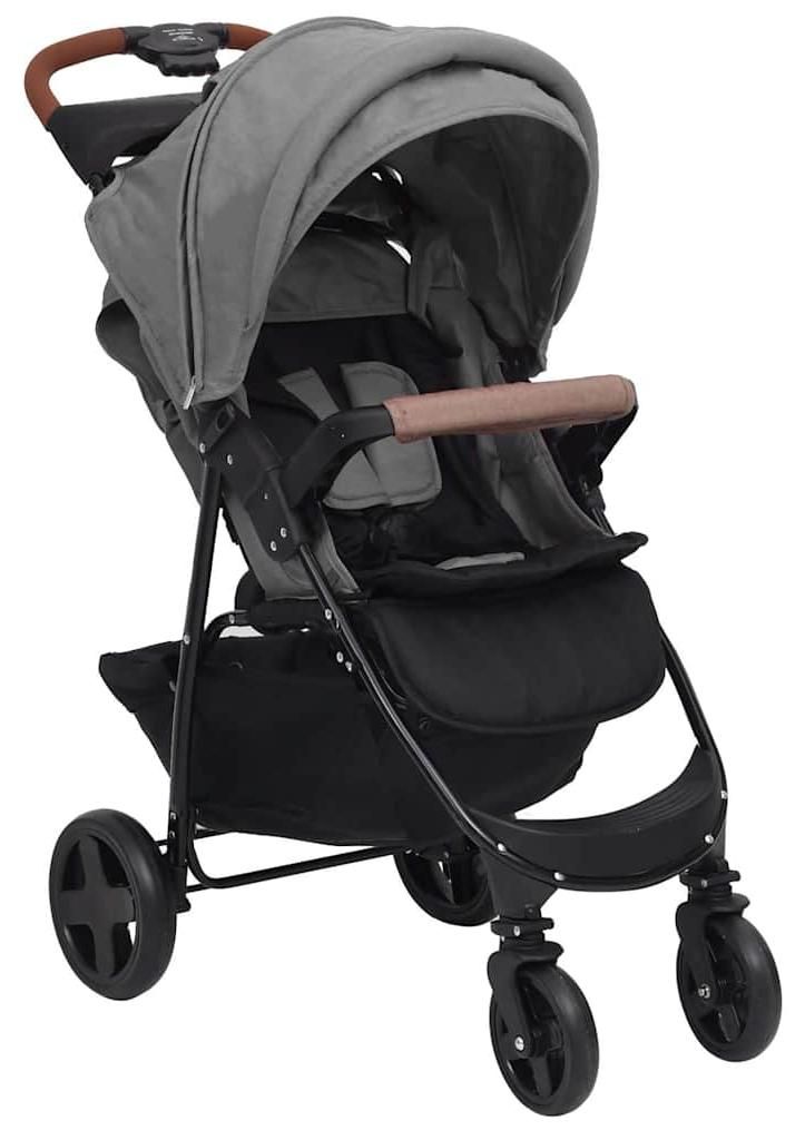vidaXL Kočík 3 v 1 Light Grey Steel Obrázok produktu 