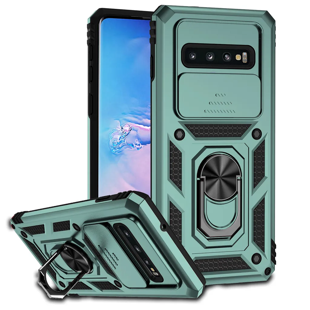Cover Protettiva Samsung S10 Plus Verde + Supporto Anello Metallo