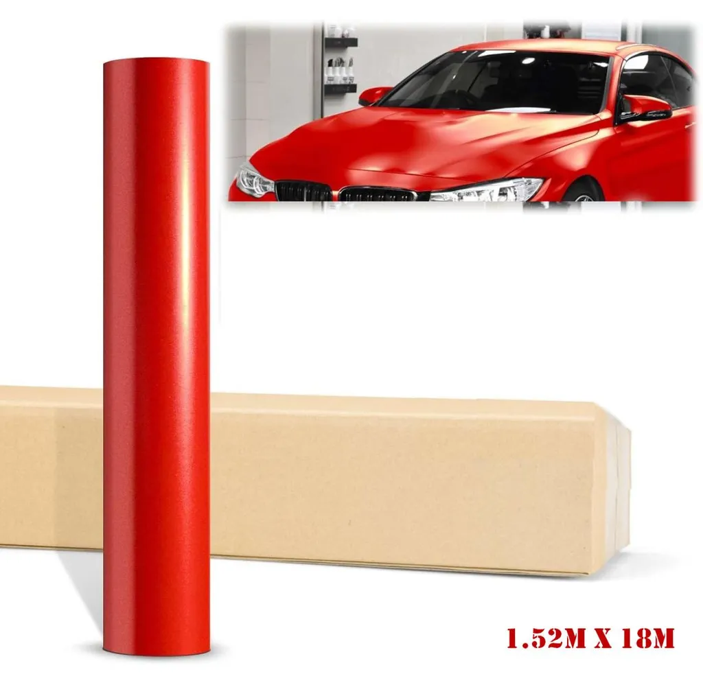 Film rouge mat anti-rayures 1,52 x 18 m avec technologie Air Bubble