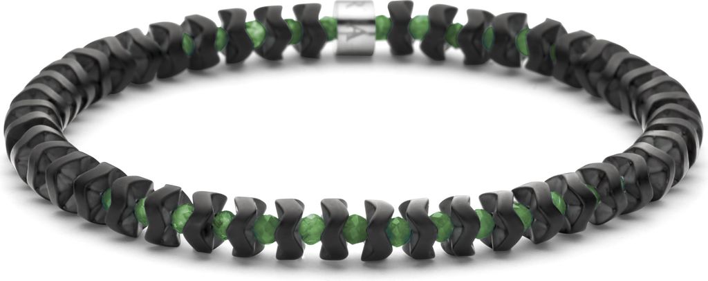 Frank 1967 - 7FB-0785 - Perlenarmband Herren - Hämatit, Achat- grün, matt schwarz - 6 mm / 3 mm - 19 cm