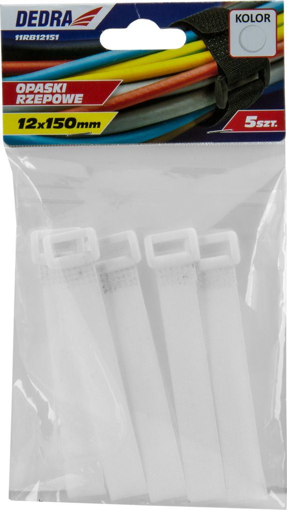 Klettbänder 12x150mm, weiß 5er Set