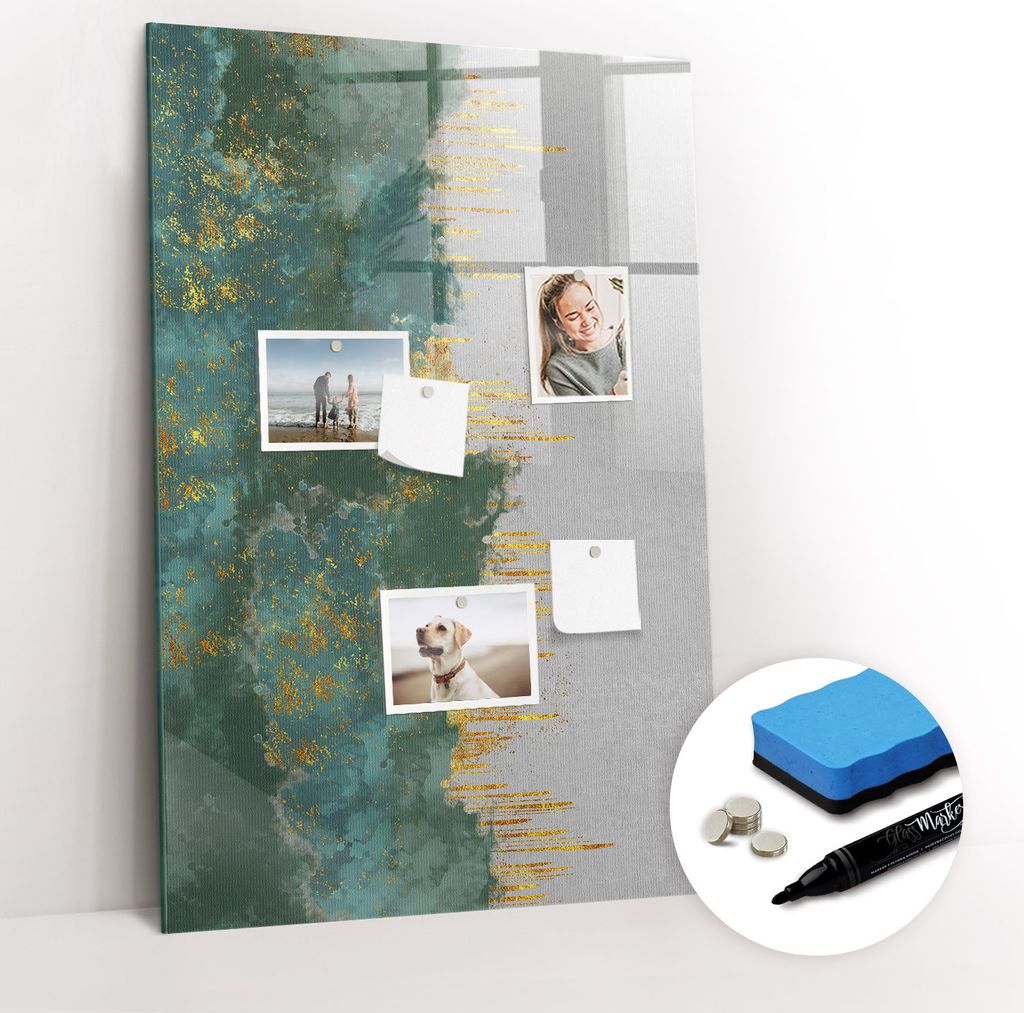 Magnetische Wandtafel - Schwarzer Marker + Schwamm + Magnete - 60 x 90 cm - Dekoratives Muster